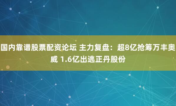 国内靠谱股票配资论坛 主力复盘：超8亿抢筹万丰奥威 1.6亿出逃正丹股份